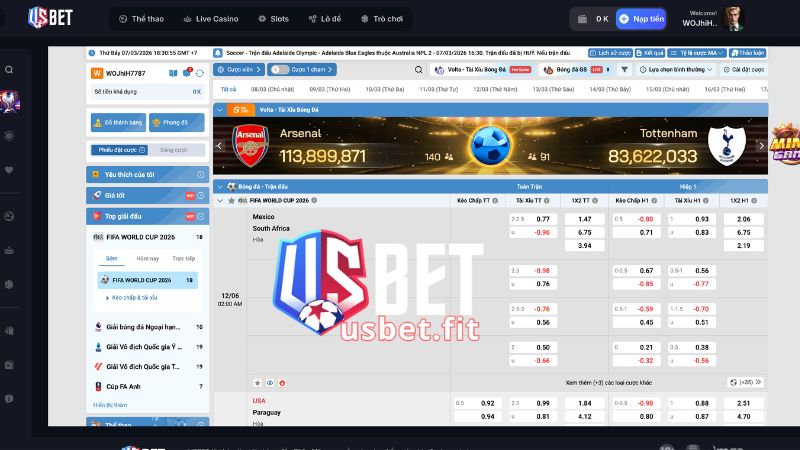 Những kèo cược thể thao USBET phổ biến