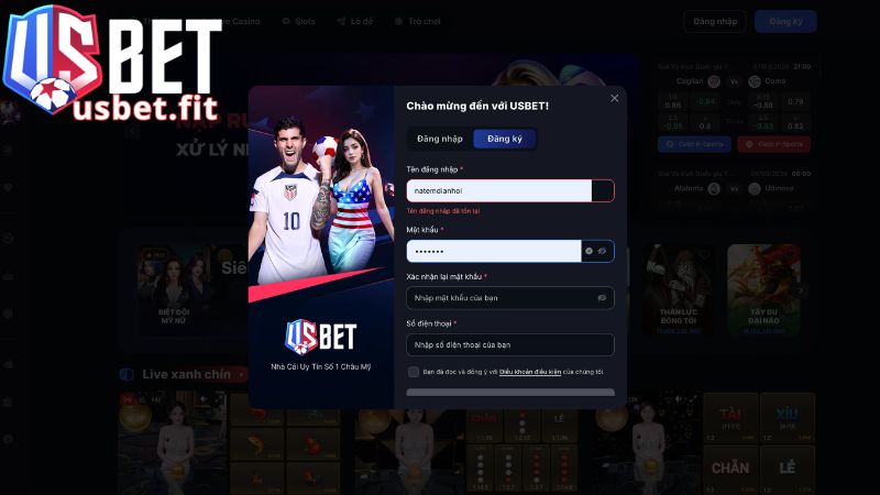 Các bước đăng ký và đăng nhập tài khoản tại USBET