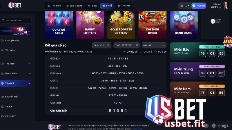 Sảnh cung cấp game tại lô đề USBET