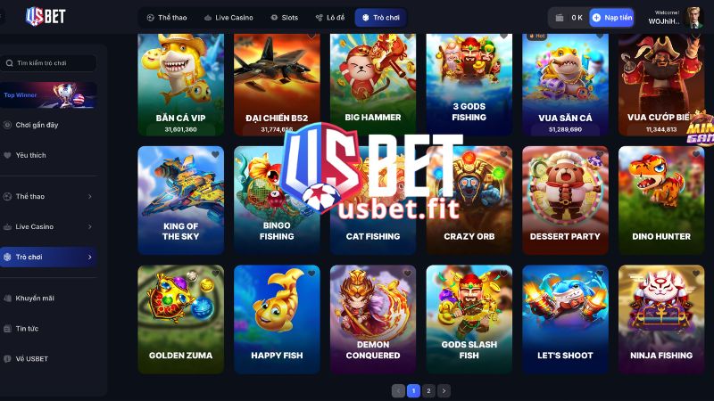Những trò chơi ăn khách tại bắn cá USBET