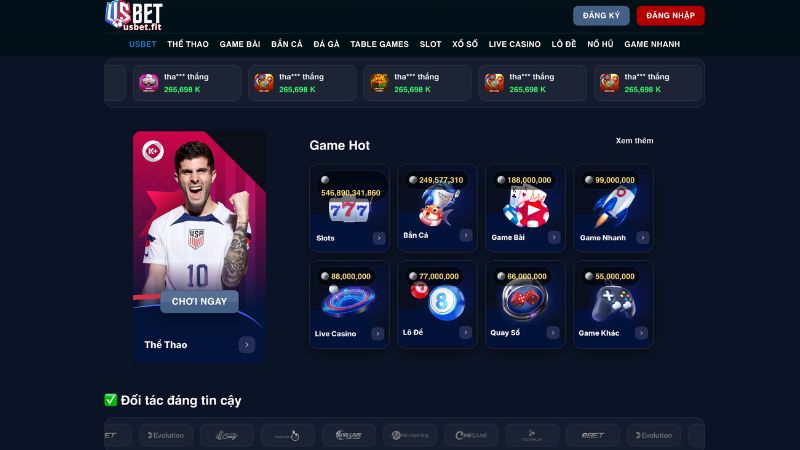 Những sảnh cược được yêu thích nhất tại USBET