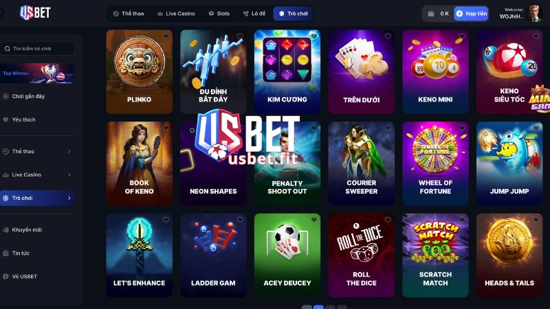 Danh sách sản phẩm của Game nhanh USBET