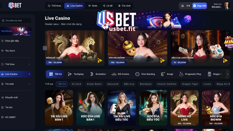 Danh sách game trong live Casino USBET